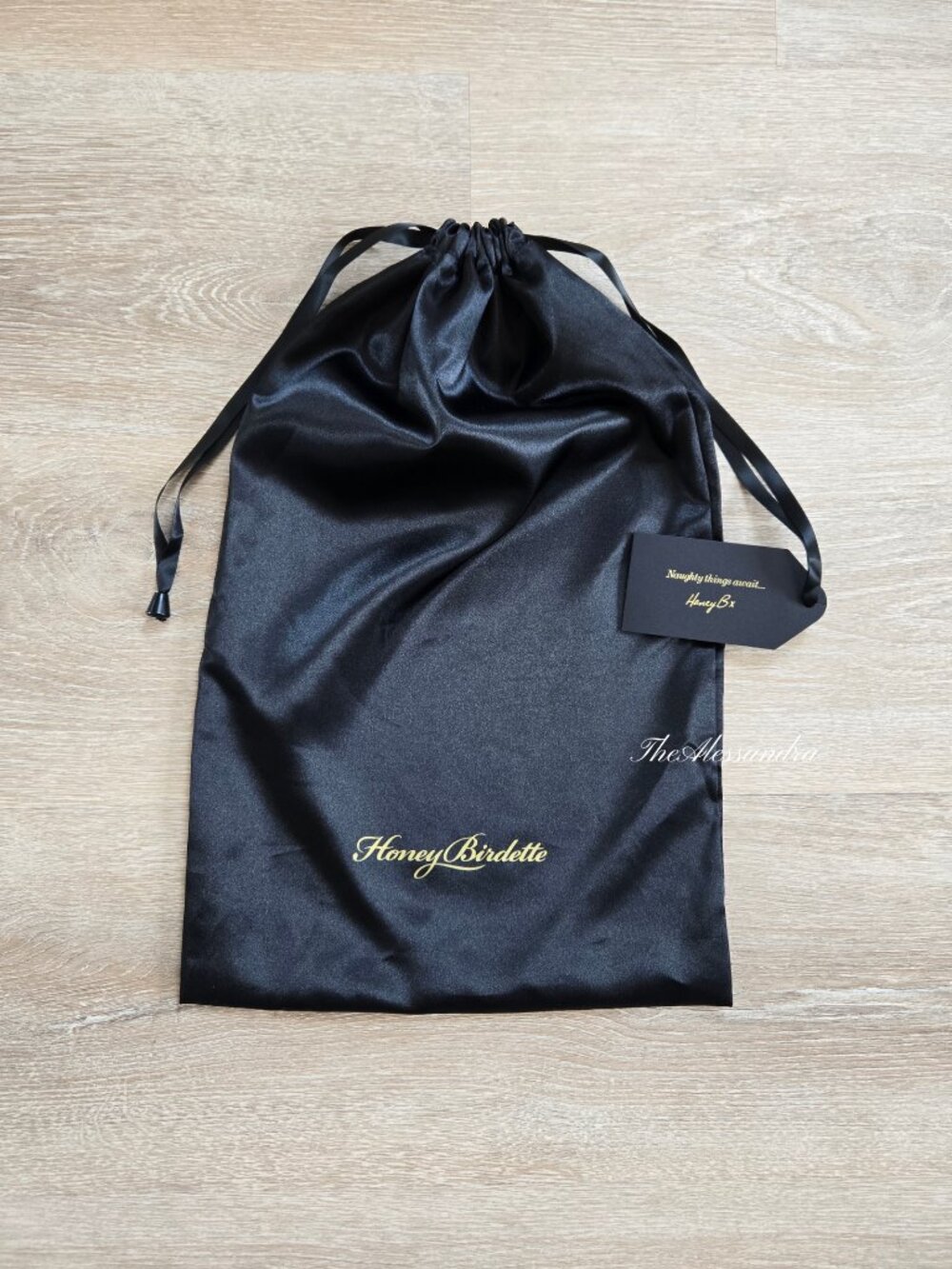 Honey Birdette Large Black Satin Drawstring Lingerie Dust Bag New With Tags